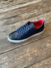 Load image into Gallery viewer, Jeffery West Dark Blue Woven Sneaker (Off-White Sole) - Mensroomlifestyle
