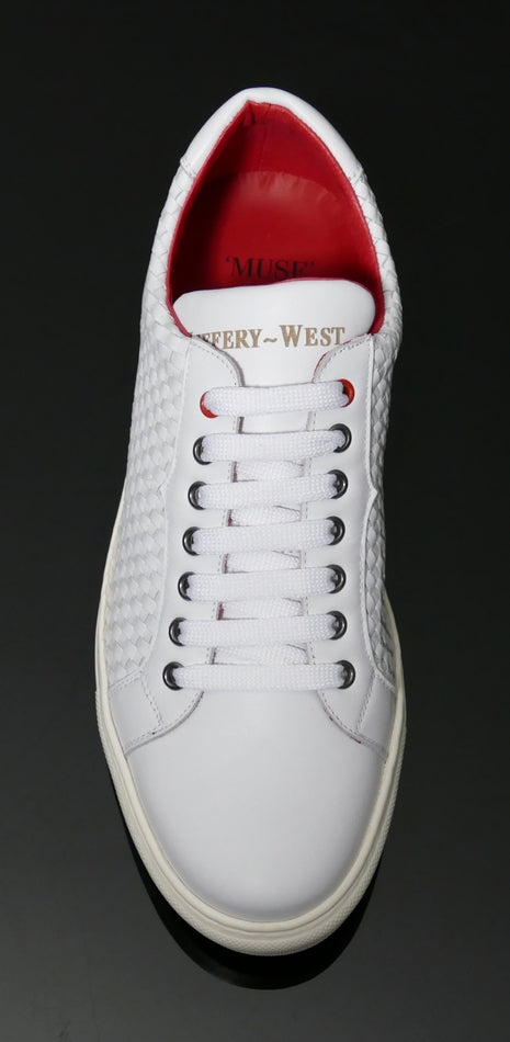 Jeffery West White Woven Sneaker - Mensroomlifestyle