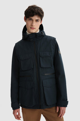 Woolrich Arrowood 2-in-1 multi-pocket Field Jacket - Melton Blue - Mensroomlifestyle