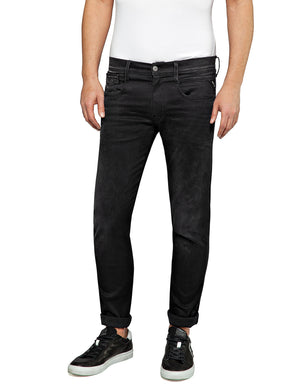 Replay Hyper-Flex Black Washed Stretch Jeans - Mensroomlifestyle