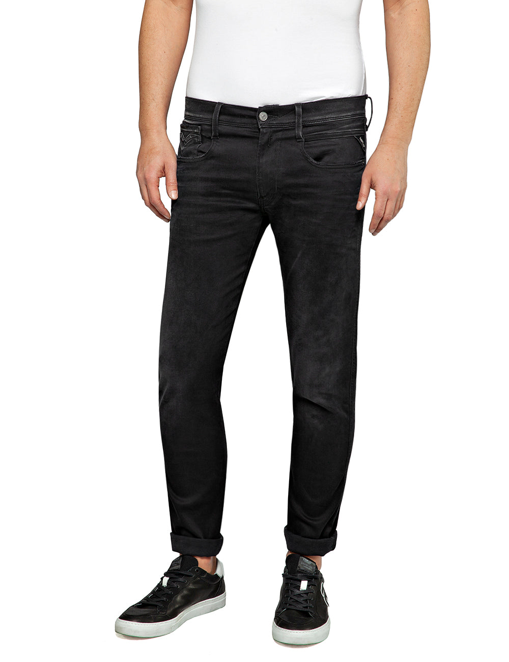 Replay Hyper-Flex Black Washed Stretch Jeans