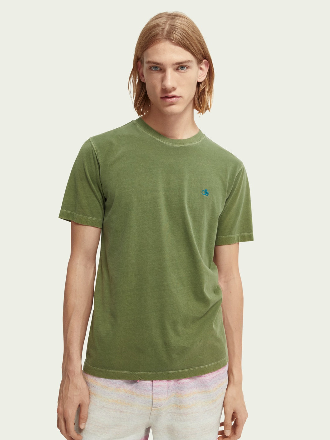 Scotch & Soda Garment Dyed Crew Neck T Shirt - Army - Mensroomlifestyle