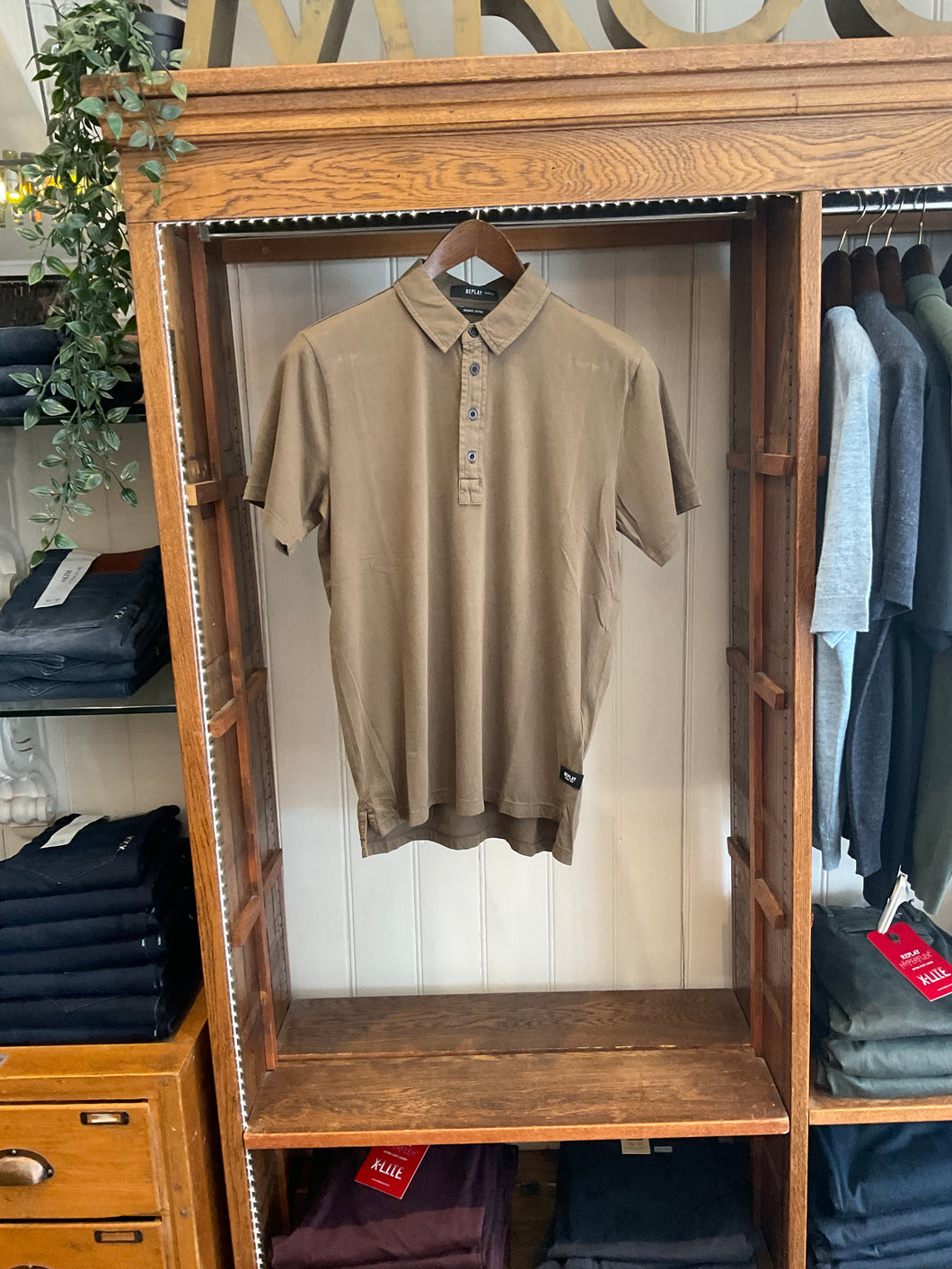 Replay Essential Organic Cotton Olive Polo Shirt