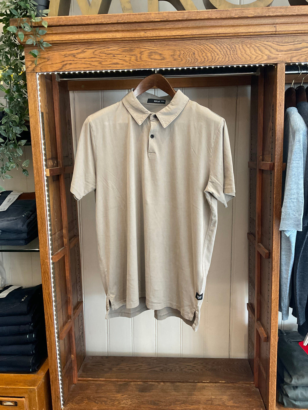 Replay Essential Grey Khaki Polo Shirt