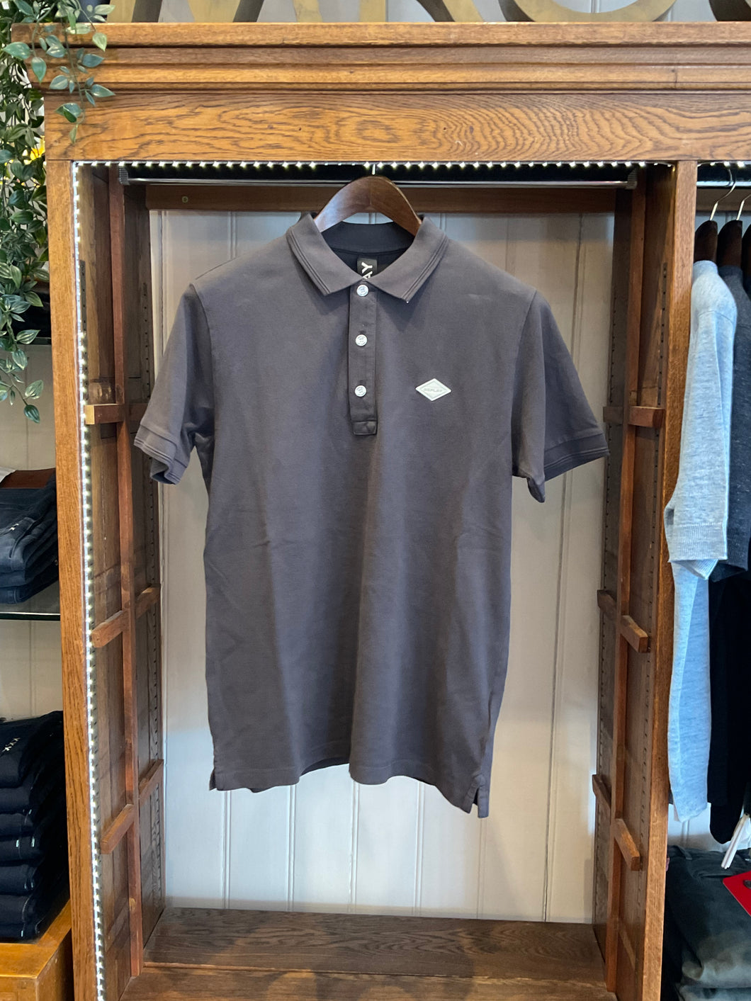 Replay Grey Polo Shirt White Logo