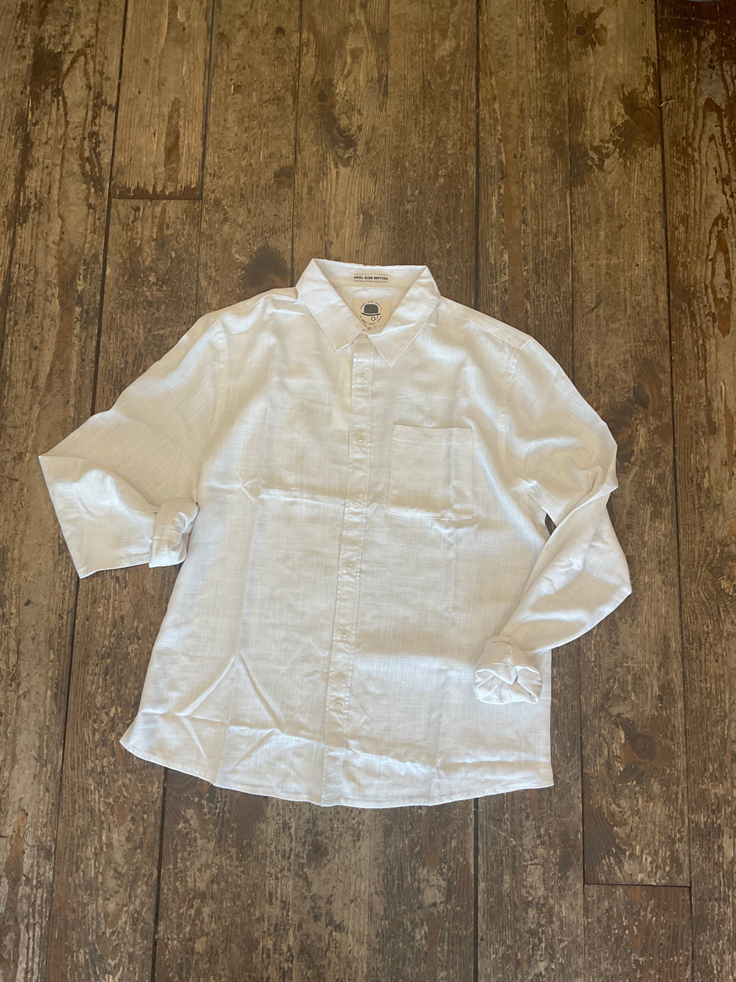 London Dandy - Long Sleeve Shirt - Poolside Collection - White Linen